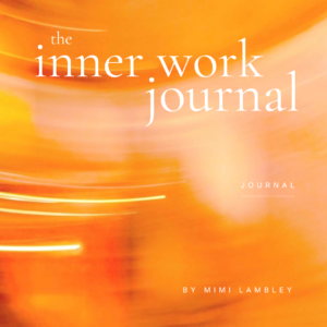 The inner work journal orange and light cream, white light ring effect journal cover by mimi lambley